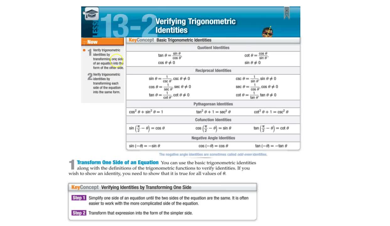 Honors Algebra 2 Trig Notes Chapter 13 Section 2 Bishop Amat Memorial High School