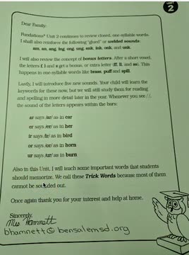Fundations Homework | Belmont Hills Elementary