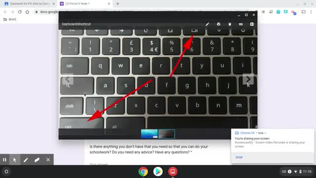 A video showing visually, and with spoken audio cues, how students can take screenshots on a Chromebook. 