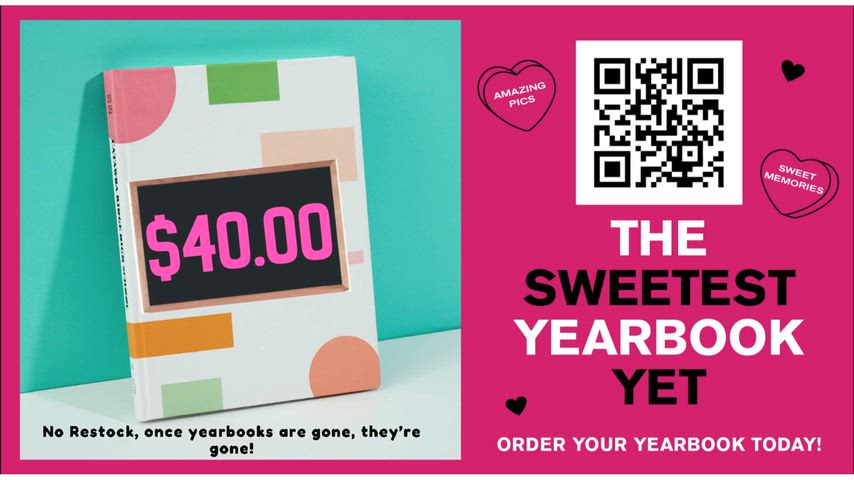 Announcement for yearbook sales in Valentine Theme 