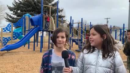 Students talk about their new playground equipment