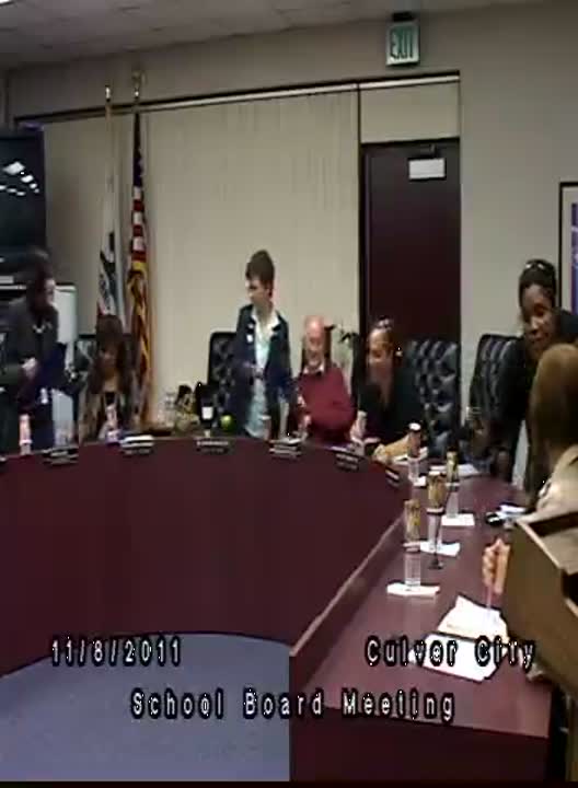Regular Board Meeting 11-8-11 pt. 1 of 1 | Culver City Unified School ...