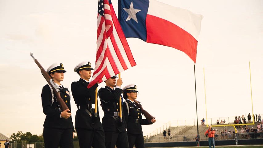 Recap video of Smithson Valley High Schools first football game of the school year. The video includes clips of the players during the game, students in the bleacher student section, band and dance team during halftime, and cheerleaders cheering on the players and crowd. The video ends with a win for Smithson Valley!