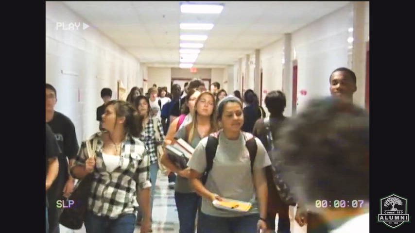 Social media reel highlighting the importance of staying connected to Comal ISD. The reel includes clips of various high school games, graduation ceremonies, as well as old photos of students from the 70’s, 80’s, and 90’s. Amanda Jones, Smithson Valley alum and Board Member, is interviewed first. Doug Miller, Canyon Alum is interviewed second. Canyon Lake Alum Char Hutson is interviewed third. Davenport Alum Jaidyn Soverall is interviewed fourth. 