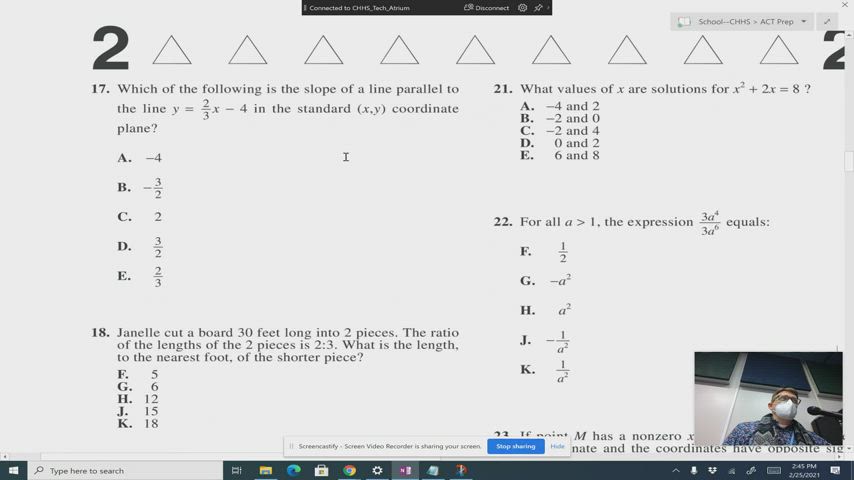 Act Math Review 2 February 25 21 Copper Hills High School