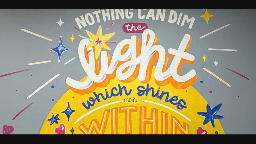 Photos of wall murals and bulletin boards around LAS