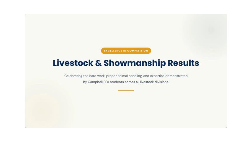 A slideshow presentation of different FFA students in 2026 receiving recognitions and awards at the Santa Clara County Fair, no voiceover