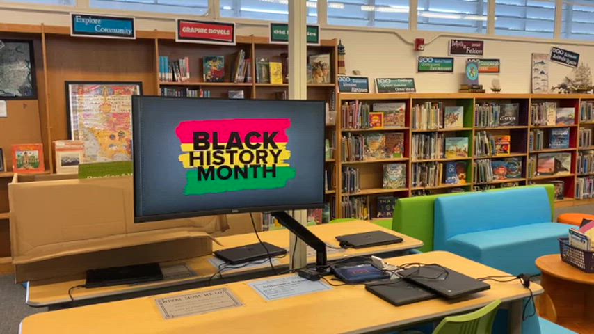 Black history month slide show featuring current Black American figures.