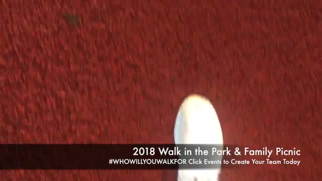 Video of previous year's Walk in the Park & Family Picnic participants and people's feet walking