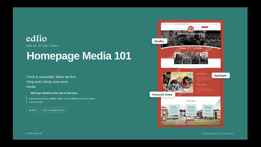 Training video covering all homepage media including shuffles, videos, and spotlight messages