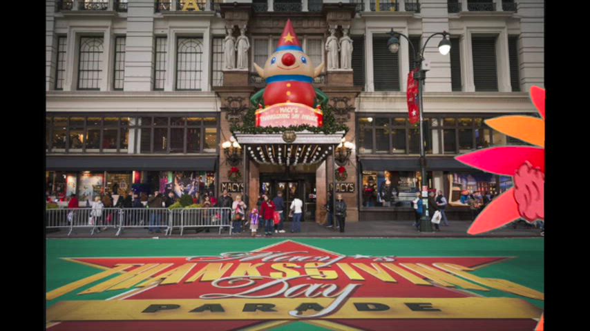 Homemade balloons parading across screen