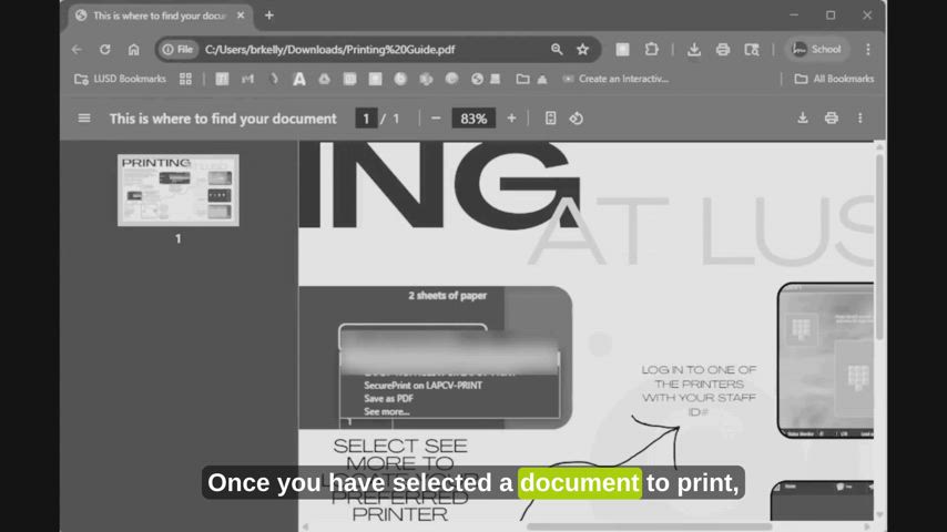 Printing at LUSD video tutorial 
