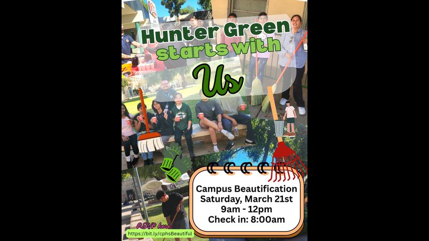 Video is an alert to our Campus Beautification Event happening on Saturday, March 21st from 8am to 12pm.