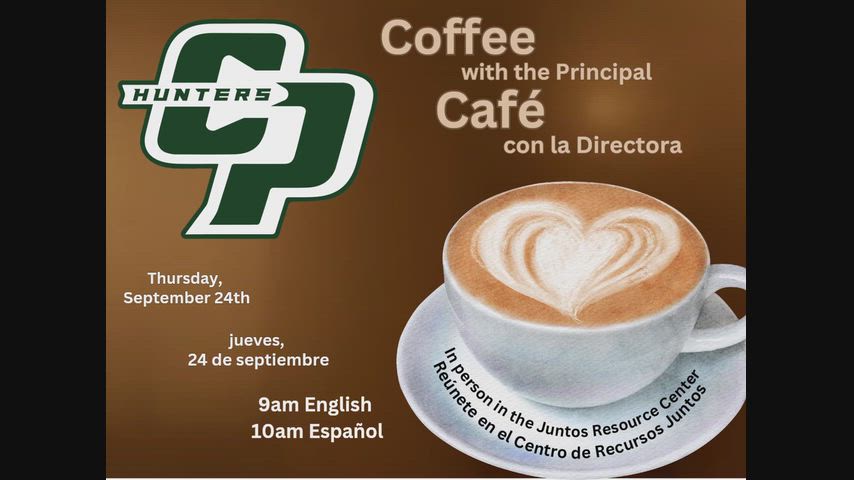Coffee with the Principal takes place on Thursday September 24th, please join us.