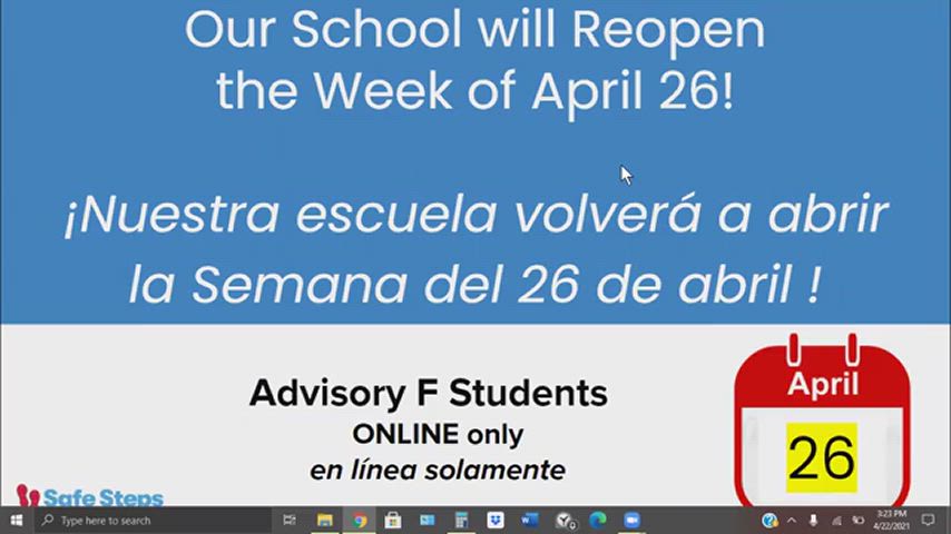 Advisory F schedule - Spanish