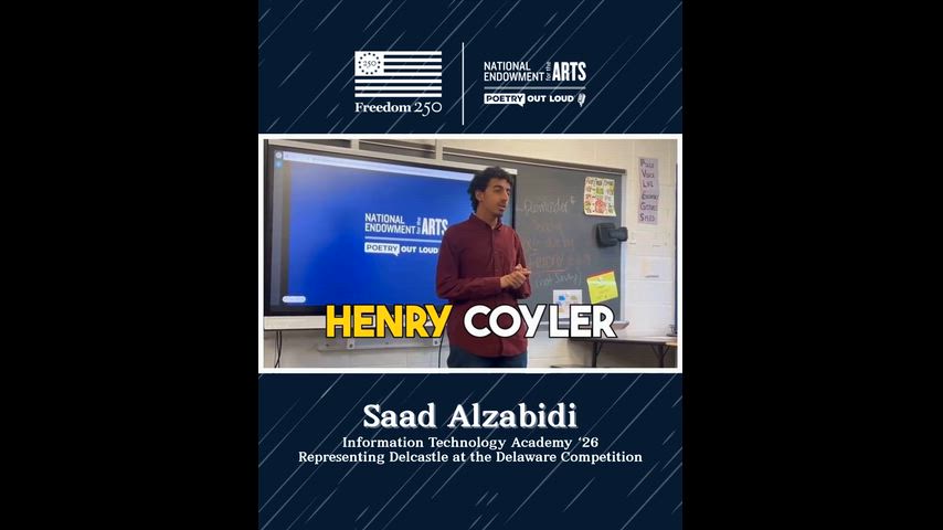 Saad Alzabidi '26 Earns Spot to Represent Delcastle at 2026 Delaware Poetry Out Loud Competition