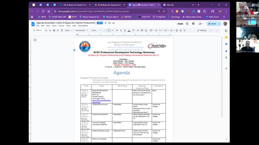 AI Basics for Teacher Productivity and Creating Instructional Materials Part 1 November 4, 2025