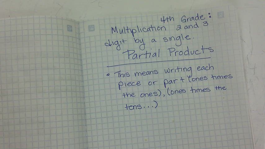 4th grade, math, partial products. 2 digit by a single digit