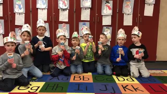 Kindergarten boys singing I'm A Little Groundhog.