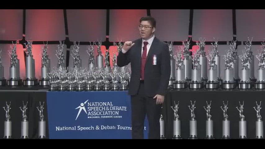 Carter speaking in the National Final Round