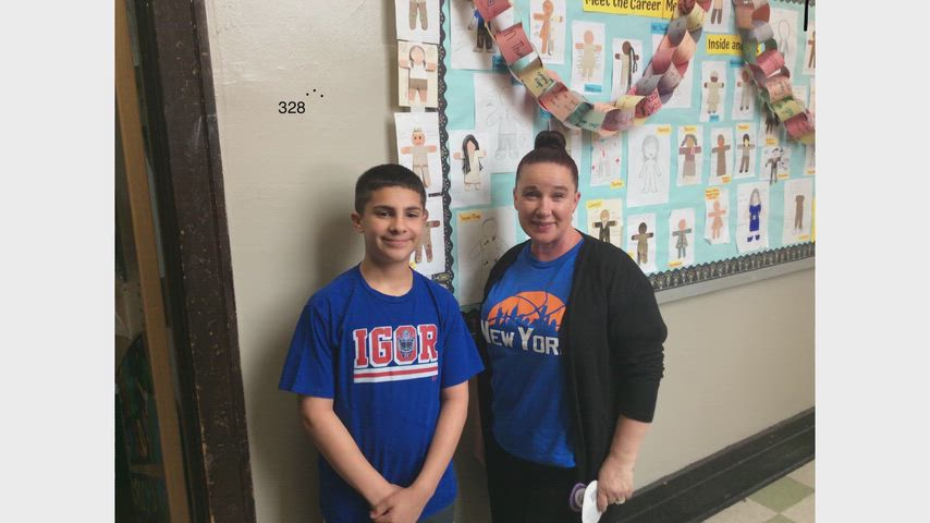 104 staff and students wear orange and blue in support of the NBA Finals 2026