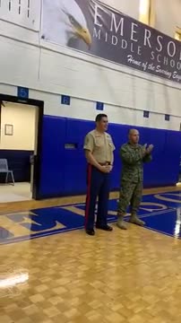 Emerson Veteran's Day Assembly Honoring Staff Marine with the UCHS ROTC  