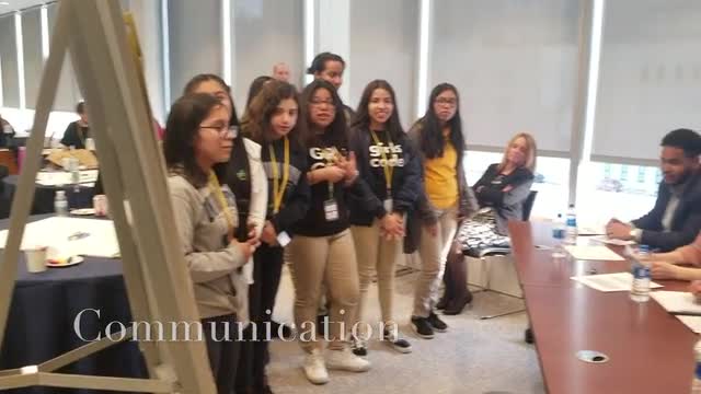 Girls Who Code in UHMS showing off their work 