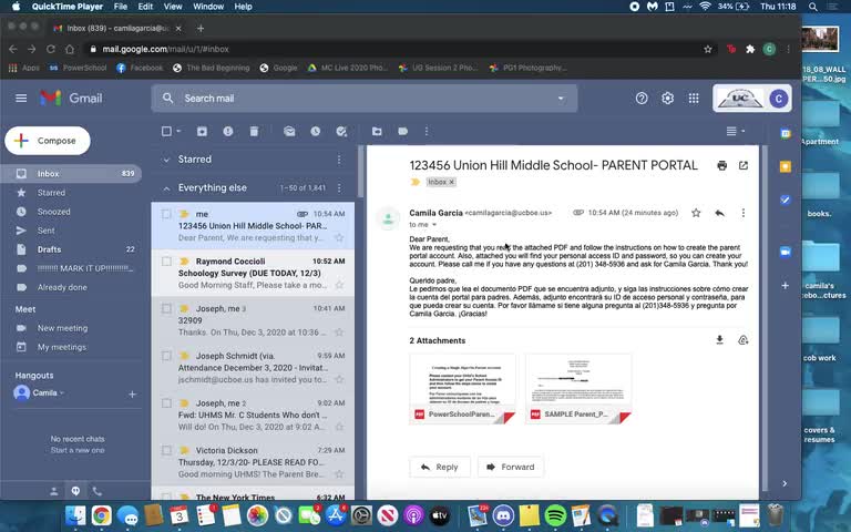 Explanation on how to create and use a parent portal account