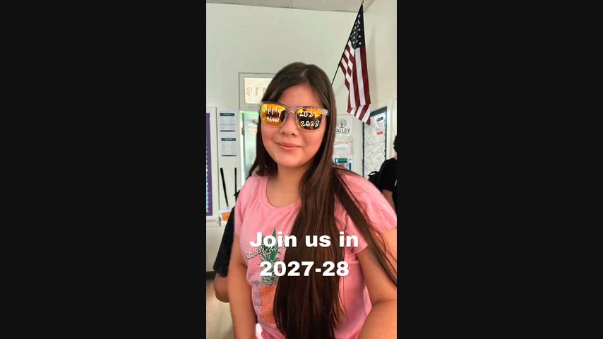 Video of middle school students making silly face with sunglasses on for the application window opening.